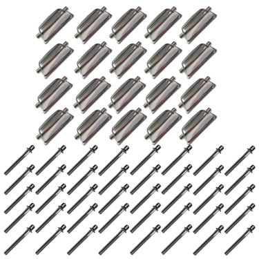 Imagem de Kit 20 Canoas Tom Caixa Cromo 18.5 + 40 Parafusos 51X 6Mm M6