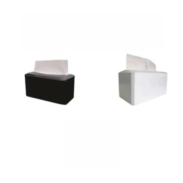 Imagem de Kit 2 Dispenser Interfolha Porta Papel Toalha Papeleira De Mesa 250 Folhas Branco ou Preto(Preto + Branco)
