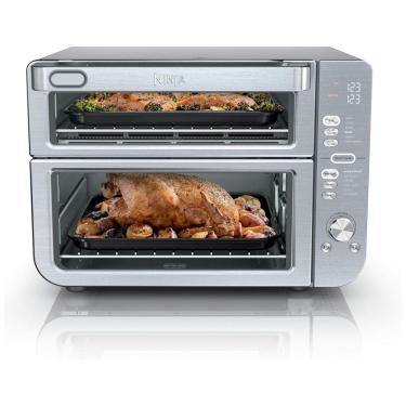 Imagem de Forno Elétrico Air Fryer 12 em 1 com Porta Flexível e Tecnologia DualZone, 110V 1800W, Ninja DCT601 Double Stack XL, Prata