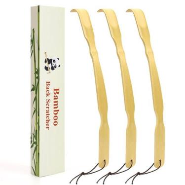 Imagem de Back Scratcher YIMICOO, curvo de 17 polegadas, alça longa, bambu x3