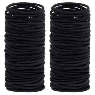 Imagem de Laços de cabelo Anezus 200 unidades, elásticos pretos, laços de cabelo