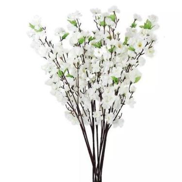 Imagem de Kit 20 Galhos Flor de Pessegueiro Flores artificial Branco - La Caza S