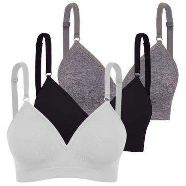 Imagem de Sutiã c/ bojo trifil daily reforçado kit  3 un sem costura, Preto, Mes