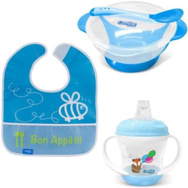 Imagem de Kit Treinamento Bebê Babador Copo e Tigela Comtac Kids 1391 - Comtac K