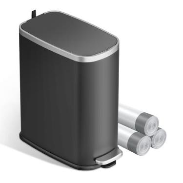 Imagem de Lata de lixo KUK Slim 10L em aço inoxidável com tampa Soft Close Black