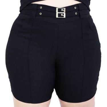 Imagem de Shorts Feminino Plus Size Cintura Alta Lycra Com Bolso Cinto - JG Esti