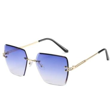 Imagem de Óculos de sol sem aro e gradiente, sem armação, transparente, azul, 142 mm