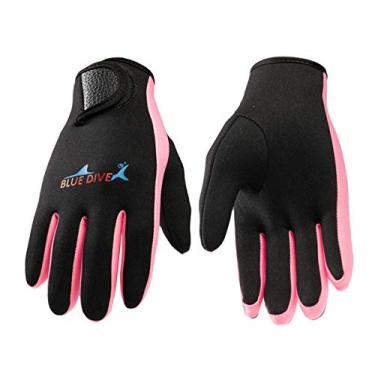 Imagem de EXCEREY Luvas de mergulho de neoprene com cinco dedos de 1,5 mm, luvas de mergulho para homens e mulheres premium para natação, mergulho, snorkeling, remo, surfe, caiaque (rosa, P)