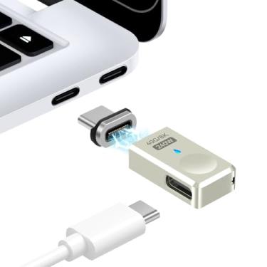 Imagem de HESKUL Adaptador magnético USB C 240W reto, porta lateral 40Gbps USB C adaptador magnético 24 pinos com 8K 60Hz para Thunderbolt 3/4, MacBook Pro/Air, Swtich e mais dispositivos tipo C