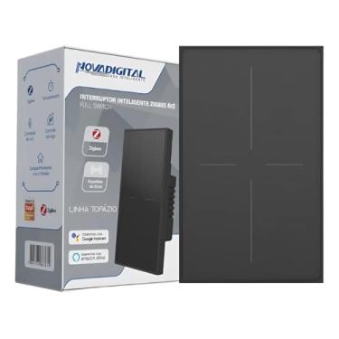 Imagem de Interruptor Inteligente NovaDigital Topázio 4x2 Zigbee 3.0 Full Touch Switch Tuya Smart Life Compatível Alexa Google Home Preto ou Branco (Preto (4 Botões))