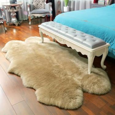 Imagem de LLB Tapete de pele de carneiro genuína, tapete de lã, tapete de pele felpuda, macio para sala de estar, quarto de crianças, tapete de pele de carneiro, tapete de sofá, capas de assento de cadeira