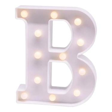 Imagem de 2X Luminária Decorativa Led 3D Letra B Branca 21Cm Decor Fes