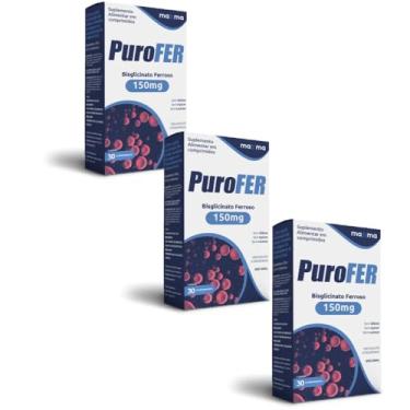 Imagem de Suplemento Purofer 150mg, 30 comprimidos Bisglicinato Ferroso Combo 3 Caixas C/30comp similar Neutrofer