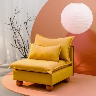 Imagem de Sofá Modular Com Encosto Pé Bolinha Sôma CabeCasa MadeiraMadeira Mostarda