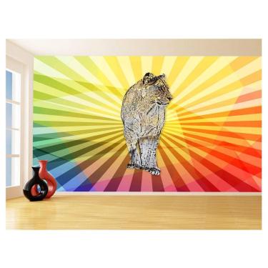 Imagem de Papel De Parede Animais Pop Art Leoa Colorido 3,5M Pxa447