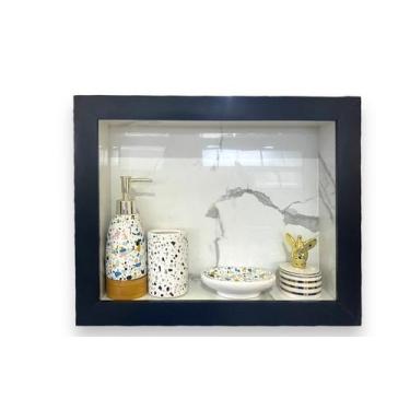 Imagem de Nicho Banheiro Porcelanato Sobrepor Carrara 37x56x11 c/ kit de instala