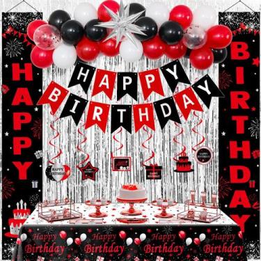 Imagem de Decorações de aniversário Distasio Red Black para homens, mulheres e c