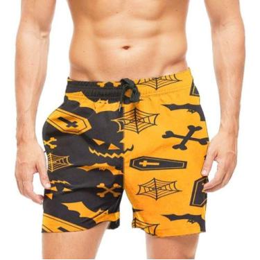 Imagem de Short Praia Shorts Banho Dia Das Bruxa Halloween 554 - smoke, Preto, G