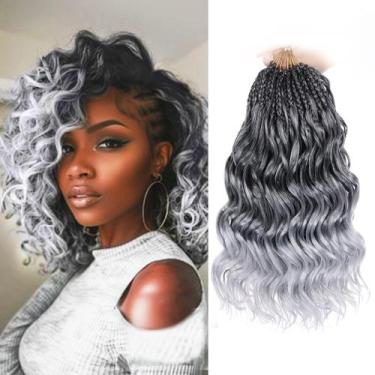 Imagem de Crochet Hair Leeven Pre Looped Curly de 10 polegadas, 8 pacotes, cinza