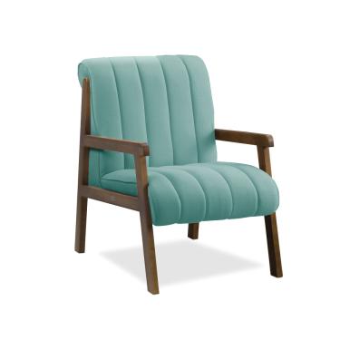 Imagem de Poltrona Decorativa para Sala Base de Madeira Daline Bouclê Azul Turquesa E03 - D'Rossi