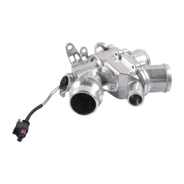 Imagem de QccHieUs Conjunto de caixa de termostato de metal para líquido de arrefecimento do motor, fácil de instalar, substitui peças de veículos, alumínio atualizado