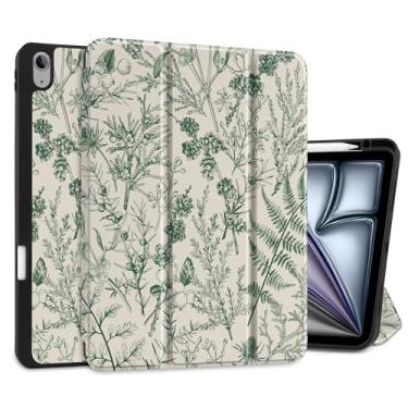 Imagem de DONGKE Capa para iPad Air de 13 polegadas M3 2025, M2 2024 - [Suporte de lápis embutido] Capa protetora à prova de choque com suporte traseiro de TPU macio para hibernar/despertar automático - Plant