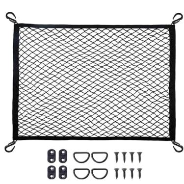 Imagem de Rede de carga para SUV com ganchos, rede organizadora de armazenamento altamente elástica ajustável para carro, caminhonete, organizador de malha de 7 x 8 cm se estende até 1,5 m x 1,8 m, essencial