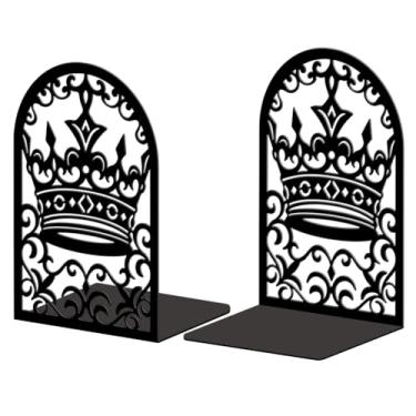 Imagem de Peacoblue Suportes de livros de metal para prateleiras, tampas de livros de estudo resistentes decorativas modernas para escritório, mesa, prateleira, sala 13,5 x 11 x 20 cm de ferro fundido simples