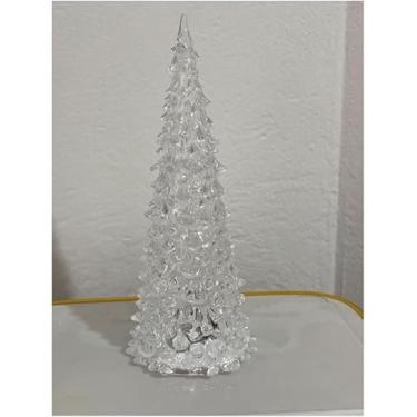 Imagem de Árvore De Natal Iluminada luminosa que brilha e pisca Cristal Decoração Do Lar Acrílico Transparente 25cm a Pilha