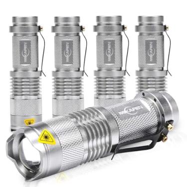 Imagem de MIKAFEN Pacote com 5 mini lanternas de LED, lanterna tática com zoom de 300 lm, com 3 modos (prata)