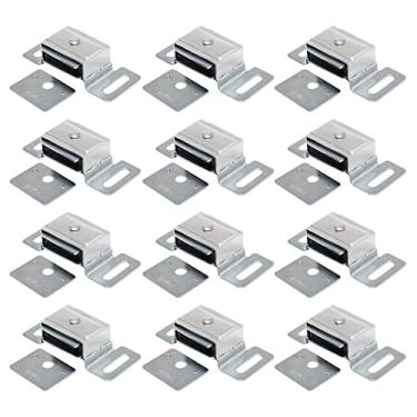 Imagem de Litepak Trava magnética para portas de armário, gavetas, venezianas com caixa de metal + placa de ataque e parafusos (pacote com 12)
