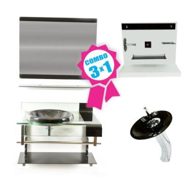 Imagem de Combo 3 em 1 - Gabinete 70cm Turquia + Torneira Ibiza + Kit Banheiro J