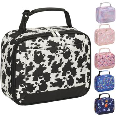 Imagem de Lancheira infantil com isolamento térmico para meninos e meninas, fofa, reutilizável, lancheira, impermeável, portátil, térmica, para escola, piquenique, viagem, estampa de vaca