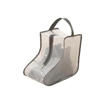 Imagem de Bolsa para sapatos de cano baixo, organizador à prova de poeira com alça para armário e viagens, ideal para organização de botas curtas (cinza)