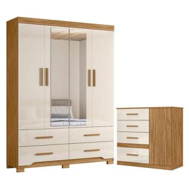 Imagem de Guarda Roupa Solteiro Miami E Cômoda Vênus Freijó Off White - Moval - 