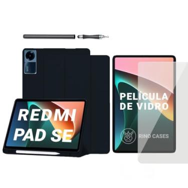 Imagem de Capa Smart Case para Xiaomi Redmi Pad SE 11'' – Magnética, Sleep/Wake, Suporte para Caneta, Tampa Magnética e Suporte Integrado (Preto, Redmi Pad SE 11'' (Capa + Película + Caneta))