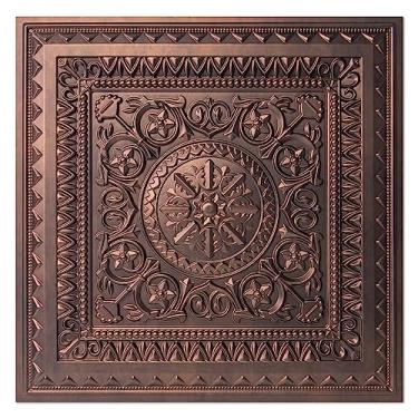 Imagem de Art3d Azulejos de teto suspenso, azulejos de teto com cola, folha de plástico de 6 cm x 5 cm em cobre antigo (pacote com 24, 96 pés quadrados)