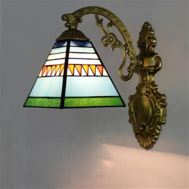 Imagem de Luminária de parede retrô americana LED de luxo europeia para sala de estar, restaurante, quarto, escritório, casa de campo, hotel, café, bar, corredor, escada, vidro colorido (Estilo 16)