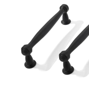 Imagem de CABDM Pacote com 2 puxadores de armário de 3 1/2 polegadas (89 mm) de centro a centro preto fosco para armários armários sólidos puxadores de gaveta resistentes cômodos cozinhas quartos