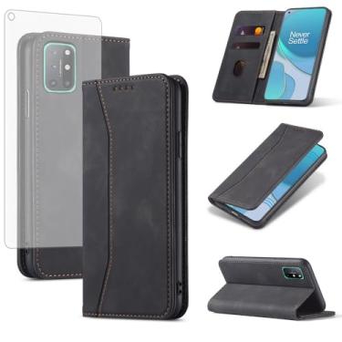 Imagem de Capa carteira flip para OnePlus 8T OnePlus8T Plus 9R 5G com protetor de tela, fecho magnético, capa fólio, compartimento para cartão de crédito, suporte One On + 1 Plus 8Tplus 1plus 8T+ One+ T8 1+ 1+