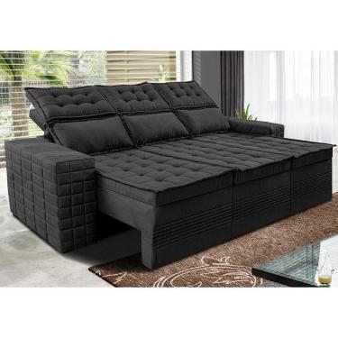 Imagem de Sofá 3 Lugares Retrátil E Reclinável Cama Inbox Senses 2,00m Velusoft Preto