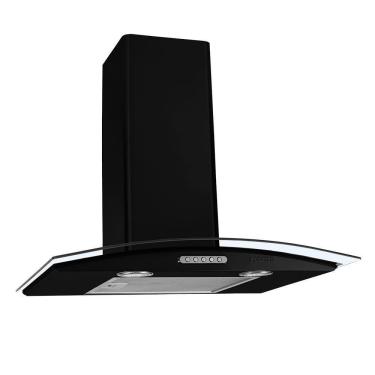 Imagem de Coifa De Parede 60cm Vidro Curvo Duto Slim Fogatti Black 220V