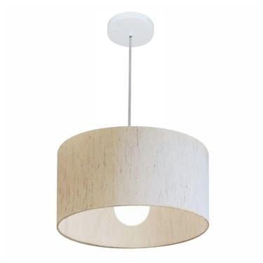 Imagem de Lustre Pendente Cilíndrico Md-4031 Cúpula Em Tecido 40x21cm Linho Bege - Bivolt