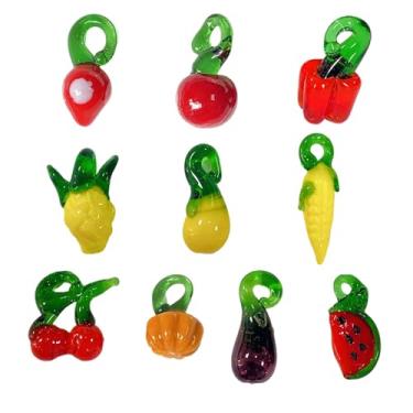 Imagem de ARTISAMILY 20 pingentes de vidro para decoração de frutas, vegetais, cereja, abóbora, berinjela, pimenta, maçã, milho, berloques, brincos, pulseiras, pingentes para fazer joias de 15 a 31 mm