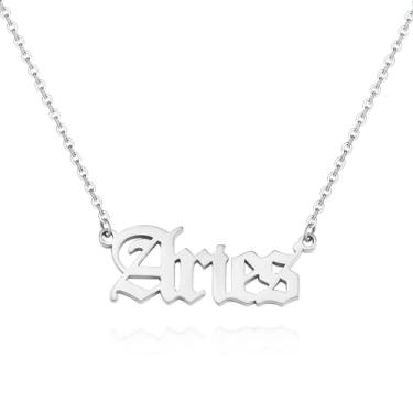 Imagem de Colar feminino com 12 constelações, banhado a prata, pingente de nome de constelação, de aço inoxidável, One size, Metal, Sem Pedra Preciosa