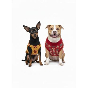 Imagem de Kit 2 Roupa Roupinha Pet Cachorro Gato Porte Grande Raça GG XG Tricot Lã Quentinha Confortável (Macho)