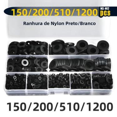 Imagem de Arruelas Planas De Nylon Pretas E Brancas Para Parafusos E Porcas - Co