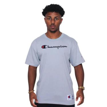 Imagem de Camiseta Champion Pes Logo Bordado Script Cinza Masculino-Masculino