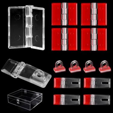Imagem de Kit de 15 dobradiças acrílicas e fivelas de trava autoadesivas, dobradiça adesiva de plástico transparente para tampa de aquário, suporte de exibição de artesanato, recipiente transparente DIY, caixa