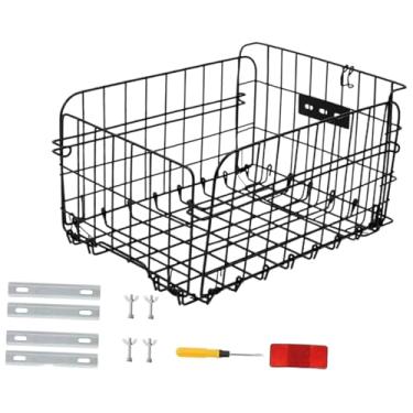 Imagem de YIJU Cesto traseiro para bicicleta, cesto para guardar legumes, estilo retrô, dobrável, ideal para compras e atividades ao ar livre.